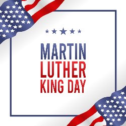 Martin Luther King day text with American flags